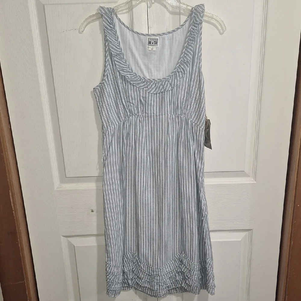 Converse One Star Lined Cotton Tank Dress-6-Gray White Stripes Ruffles-Target